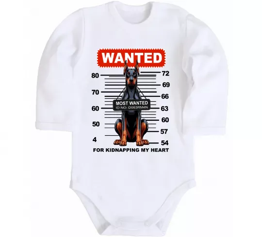 Детский боди Doberman wanted Белый фото