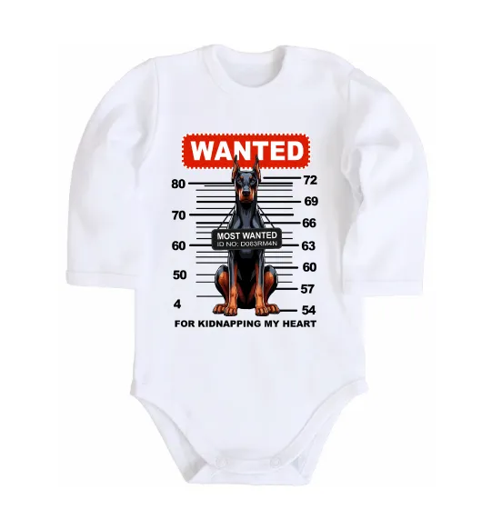 Дитячий бодік Doberman wanted Білий фото