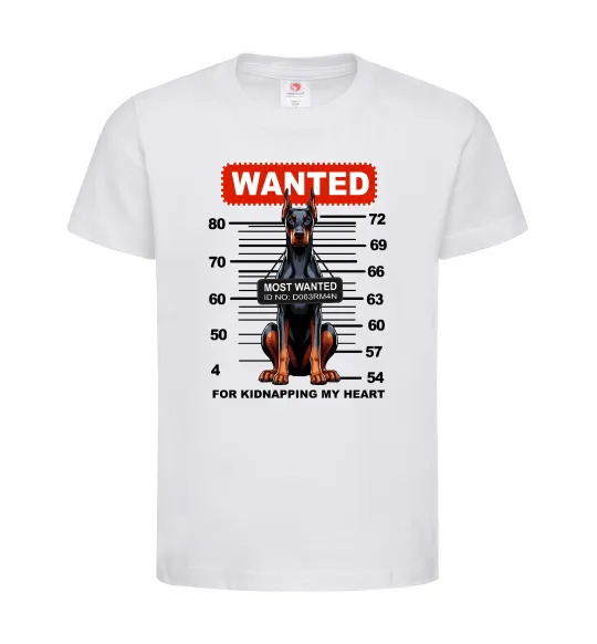 Дитяча футболка Doberman wanted Білий фото