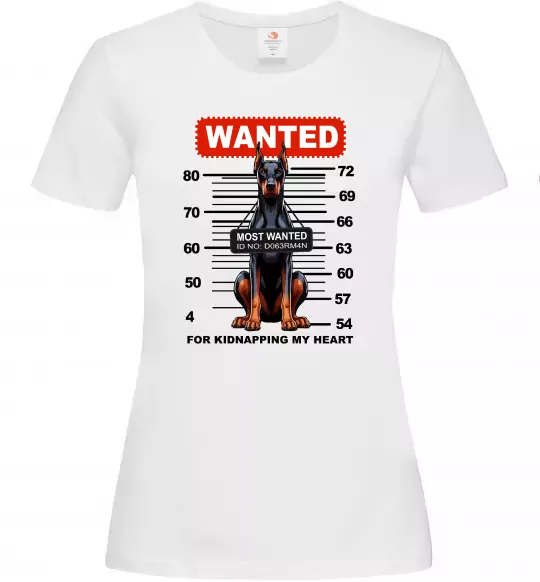 Женская футболка Doberman wanted Белый фото