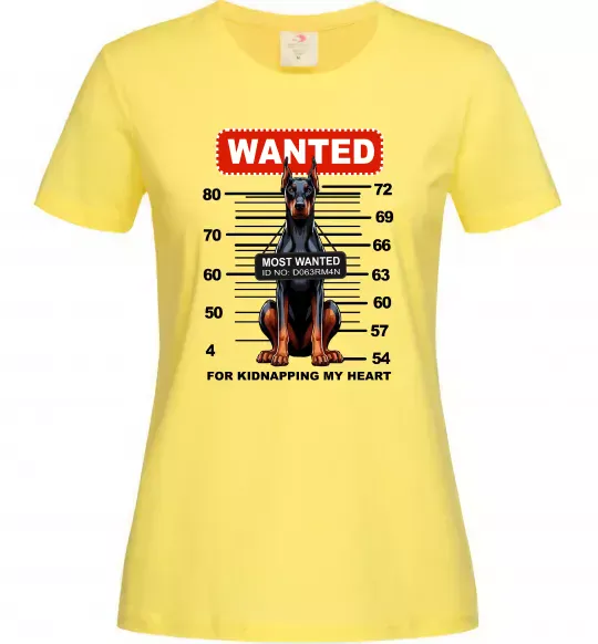 Женская футболка Doberman wanted Лимонный фото