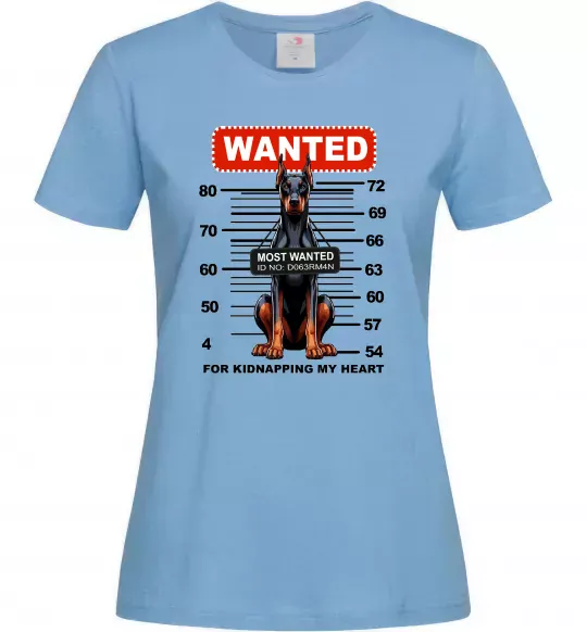 Женская футболка Doberman wanted Голубой фото