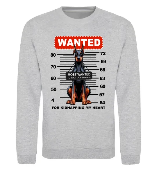 Свитшот Doberman wanted Серый меланж фото