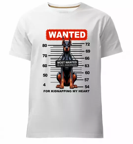 Чоловіча преміум футболка Doberman wanted Білий фото