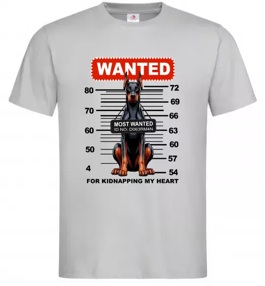 Чоловіча футболка Doberman wanted Сірий фото