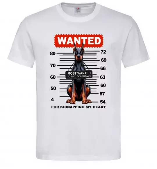 Чоловіча футболка Doberman wanted Білий фото