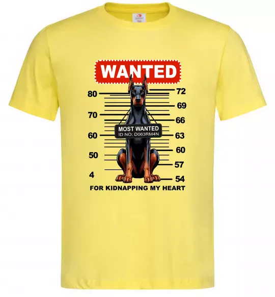 Чоловіча футболка Doberman wanted Лимонний фото