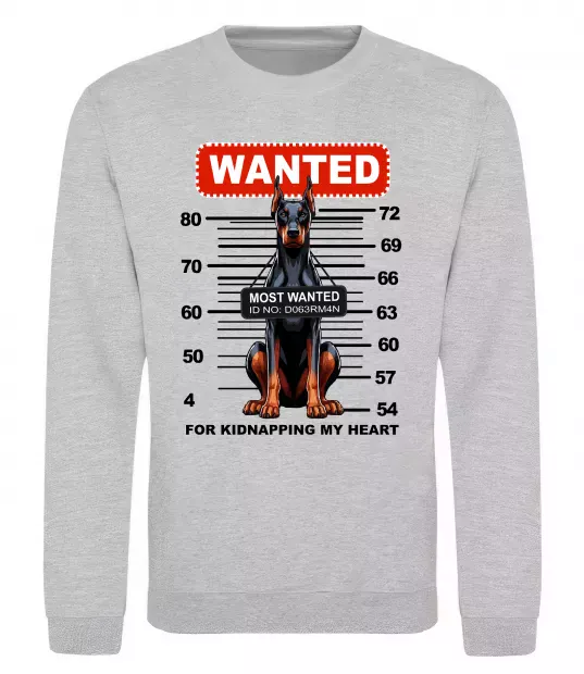Свитшот Doberman wanted Серый меланж фото