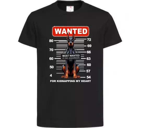 Детская футболка Doberman wanted Черный фото