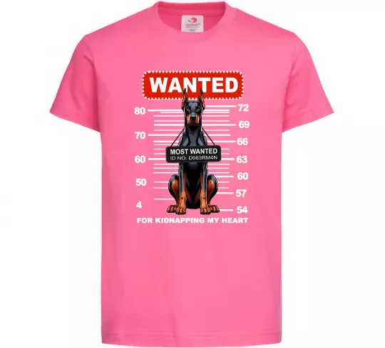 Детская футболка Doberman wanted Ярко-розовый фото