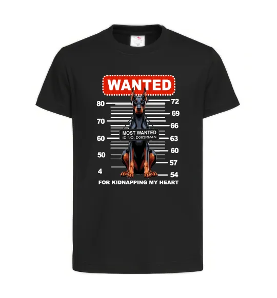 Дитяча футболка Doberman wanted Чорний фото