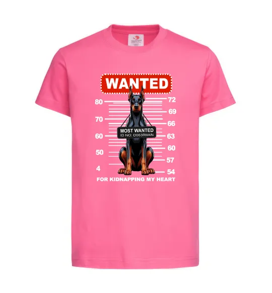 Дитяча футболка Doberman wanted Яскраво-рожевий фото