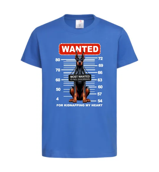 Дитяча футболка Doberman wanted Яскраво-синій фото