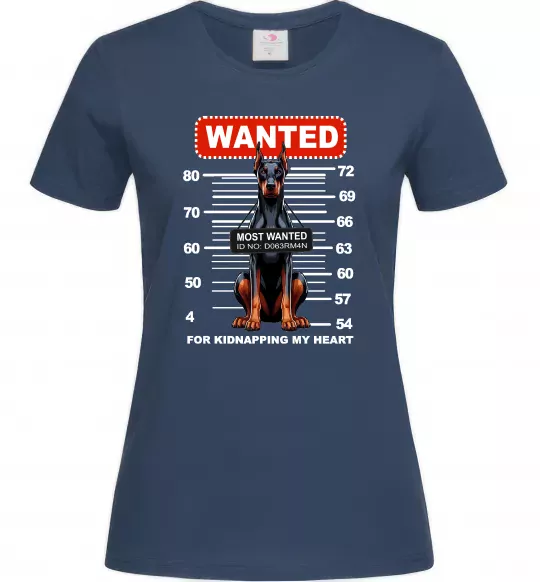 Женская футболка Doberman wanted Темно-синий фото