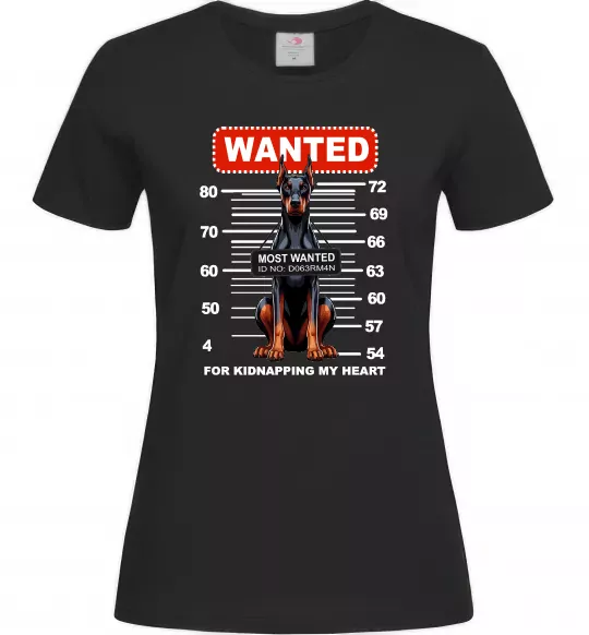 Женская футболка Doberman wanted Черный фото