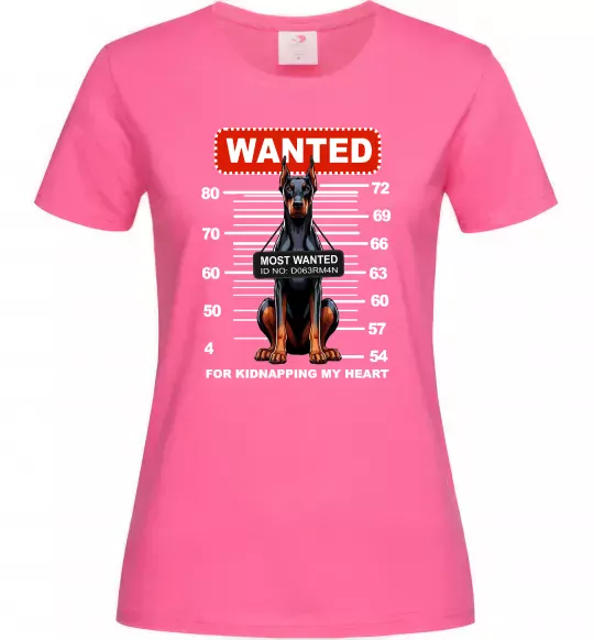 Женская футболка Doberman wanted Ярко-розовый фото