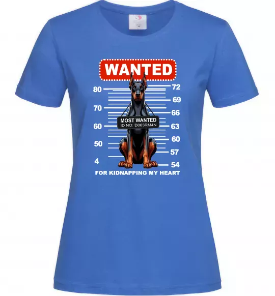 Женская футболка Doberman wanted Ярко-синий фото