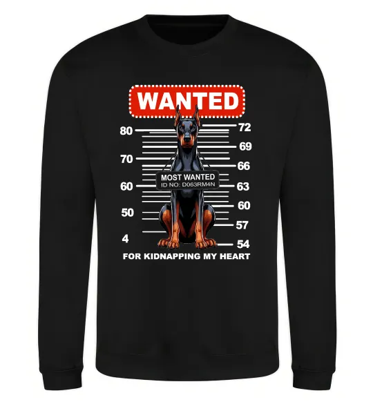 Свитшот Doberman wanted Черный фото