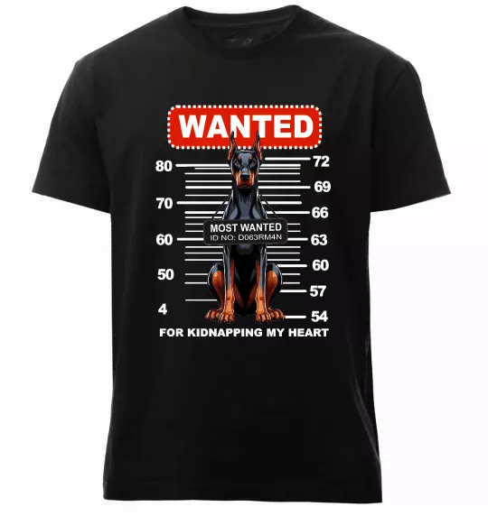 Чоловіча преміум футболка Doberman wanted Чорний фото