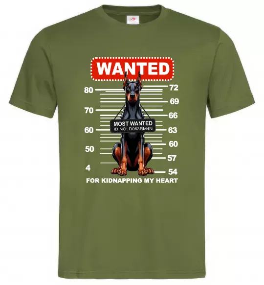 Чоловіча футболка Doberman wanted Оливковий фото