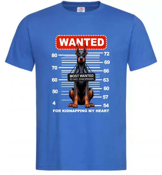 Чоловіча футболка Doberman wanted Яскраво-синій фото