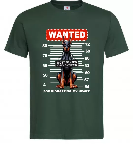 Чоловіча футболка Doberman wanted Темно-зелений фото