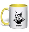 Чашка з кольоровою ручкою No fear doberman Сонячно жовтий фото