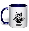 Чашка з кольоровою ручкою No fear doberman Глибокий темно-синій фото