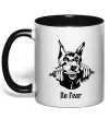 Чашка з кольоровою ручкою No fear doberman Чорний фото