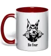 Чашка з кольоровою ручкою No fear doberman Червоний фото