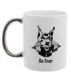 Чашка з кольоровою ручкою No fear doberman Срібло фото