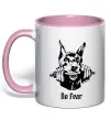 Чашка з кольоровою ручкою No fear doberman Ніжно рожевий фото