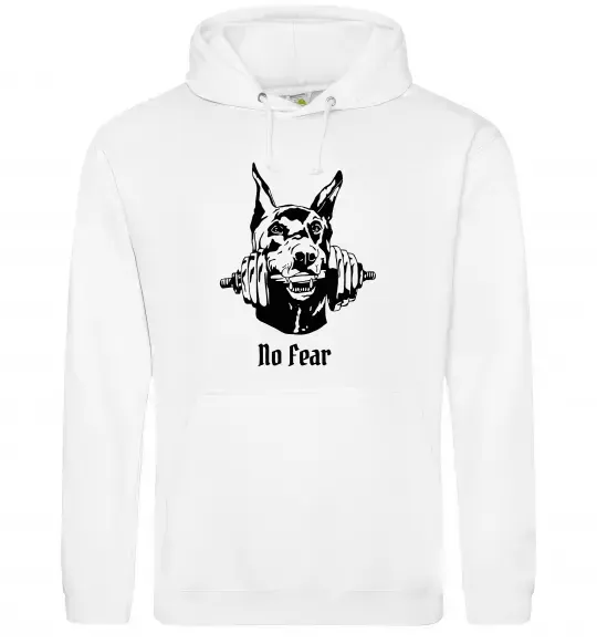 Чоловіча толстовка (худі) No fear doberman Білий фото