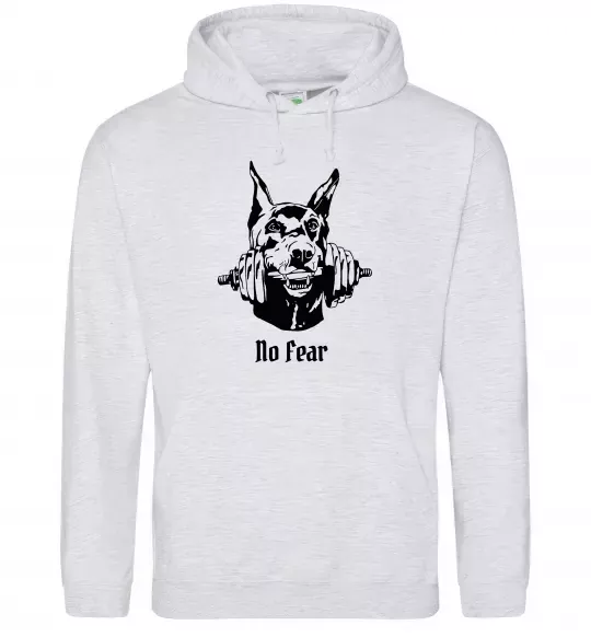 Чоловіча толстовка (худі) No fear doberman Сірий меланж фото