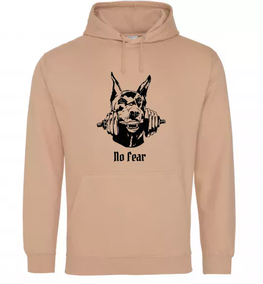 Женская толстовка (худи) No fear doberman Песочный фото