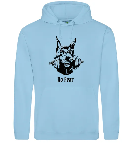 Женская толстовка (худи) No fear doberman Голубой фото