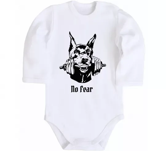 Дитячий бодік No fear doberman Білий фото