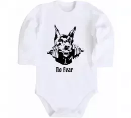 Детский боди No fear doberman Белый фото