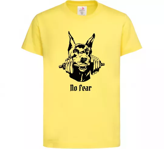 Дитяча футболка No fear doberman Лимонний фото