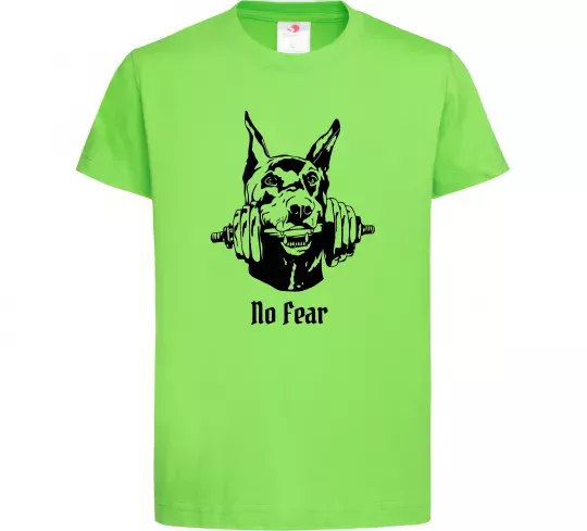 Дитяча футболка No fear doberman Лаймовий фото