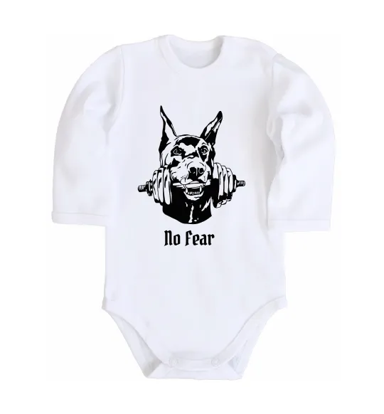 Детский боди No fear doberman Белый фото
