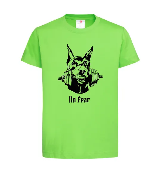 Дитяча футболка No fear doberman Лаймовий фото