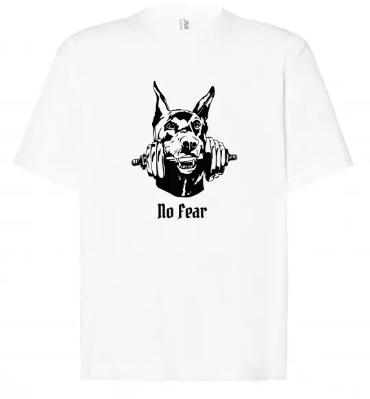 Футболка Оверсайз No fear doberman Білий фото