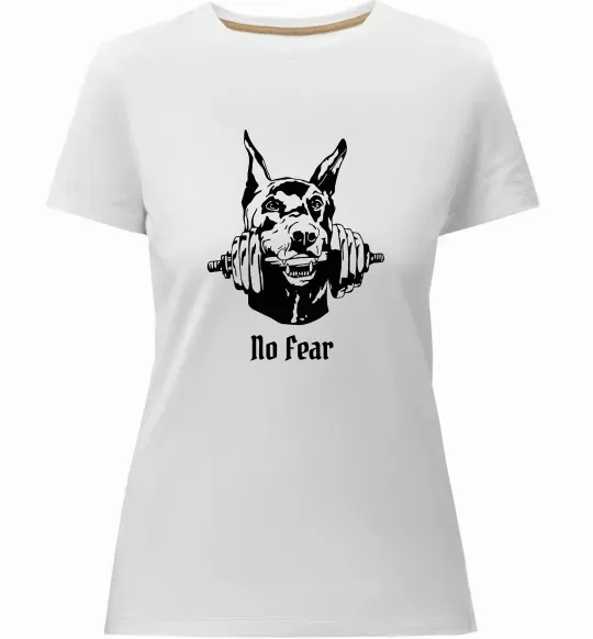 Жіноча преміум футболка No fear doberman Білий фото