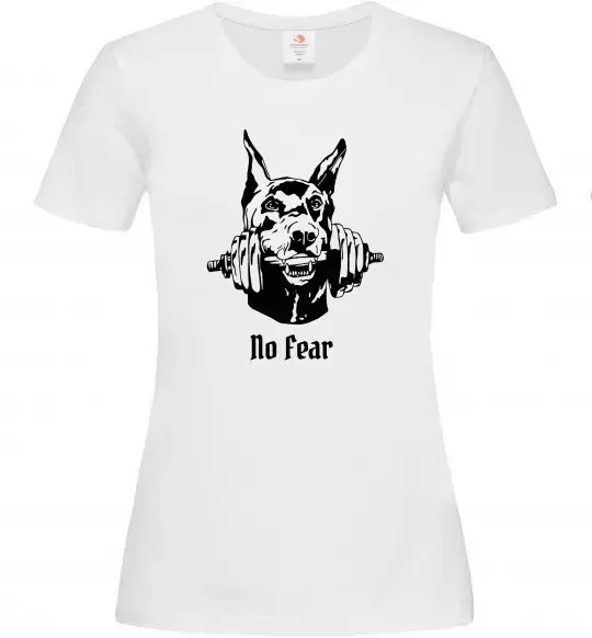 Жіноча футболка No fear doberman Білий фото