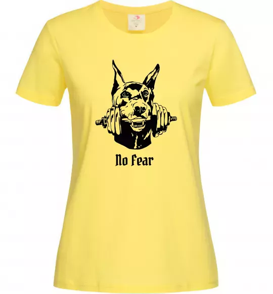 Жіноча футболка No fear doberman Лимонний фото