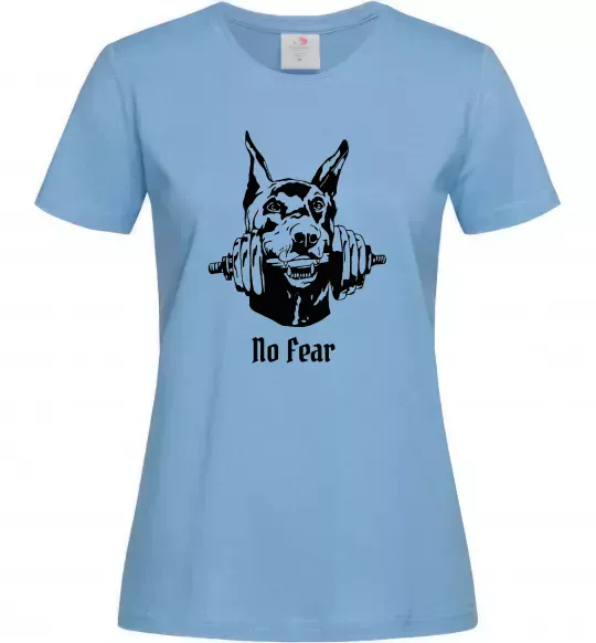 Жіноча футболка No fear doberman Блакитний фото