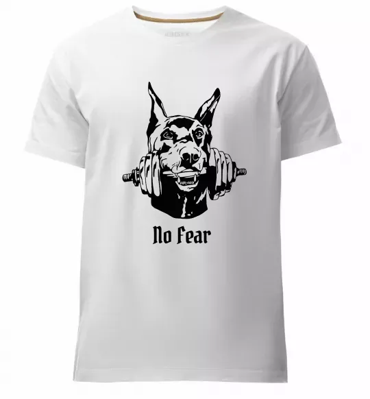 Мужская премиум футболка No fear doberman Белый фото