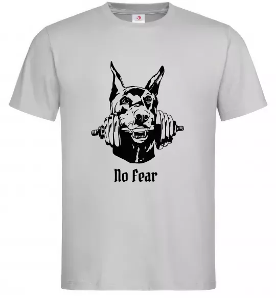 Чоловіча футболка No fear doberman Сірий фото