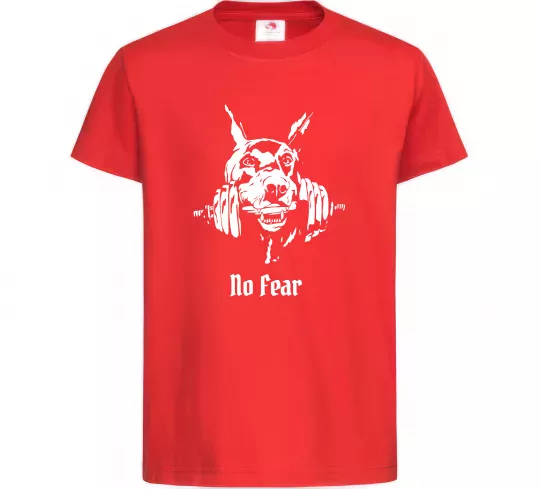 Дитяча футболка No fear doberman Червоний фото
